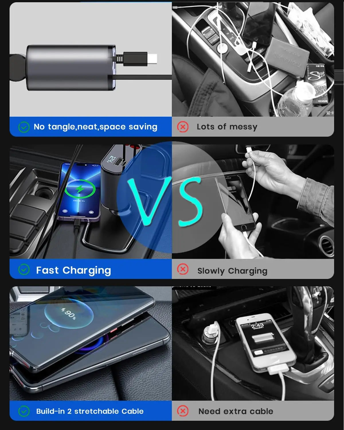 4 in 1 Fast Charging Car Charger